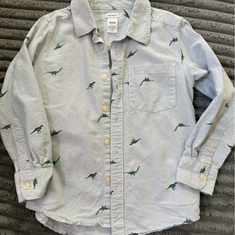 Cat & Jack Striped Shirt with Dinosaur Pattern